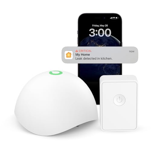 Meross Detector de Agua Inteligente Sensor de Agua WiFi para HomeKit, Alarma de Agua con Hub Compatible con Apple Home, Alexa y SmartThings Detector de Inundación Inalámbrico IP67, Alarma de Audio