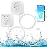 Detector de Fugas de Agua WiFi, 100dB Alarma Sensor de Agua y de Tuya App, 3 Tipos de Detección Detector Inalámbrico con Desmontable 105 cm Cable de sonda Prolongado para Casa Cocina, Baño (2,4G)