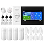 PGST Sistema de Alarma, Alarmas para Casa WIFI de 4.3 Pulgadas + 2G+ gsm Alarmas Antirrobo Inalámbricas, App Remote Smart Siren para el hogar,Compatible con Alexa Google Home