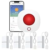 DENFOON WiFi Sensor de Fugas de Agua Paquete de 4, Detector de Fugas de Agua 110dB Alarma y detector de alertas de Aplicaciones para el hogar, sótano