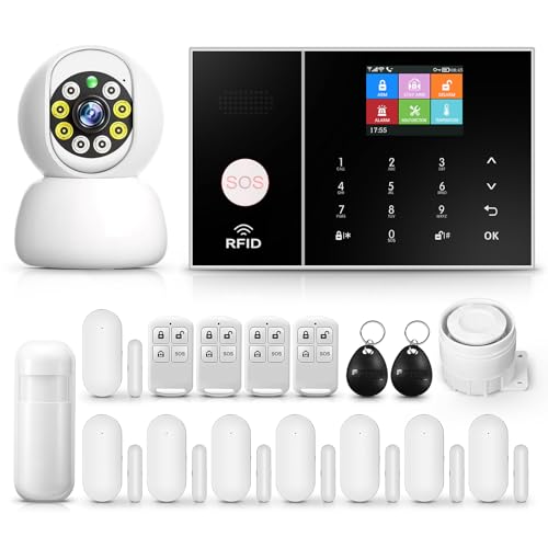 Sistema de seguridad para el hogar, sistema de alarma inalámbrico de cámara de vigilancia de 1080p con sirena de alarma de 120dB Compatible con Alexa Google
