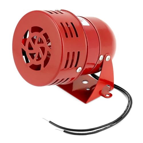 QWORK® Sirena de Alarma 110DB, Mini Sirena de Alarma de Metal roja MS-190, para fábrica y construcción